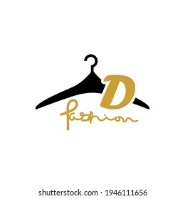 Illustration Of Minimalist Botique Logo Design . The Elegant Silhouette Hanger Icon Initial Capital Letter D