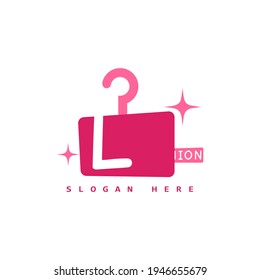 illustration of minimalist botique logo design . the elegant hanger icon initial capital letter L