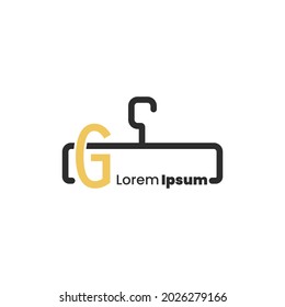 illustration of minimalist botique logo design . the elegant hanger icon initial capital letter G