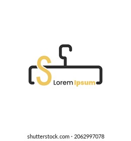 illustration of minimalist botique logo design . the elegant hanger icon initial capital letter S