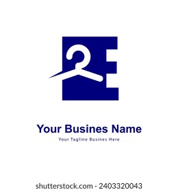 illustration of minimalist botique logo design . the elegant hanger icon initial capital letter E