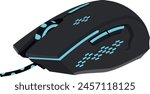 Illustration of a minimalist gaming mouse vector graphic, ideal for product design or packaging.