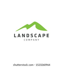 The illustration of Minimalist Landscape Hills Mountain Peaks Vector logo design.