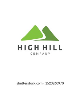 The illustration of Minimalist Landscape Hills Mountain Peaks Vector logo design.