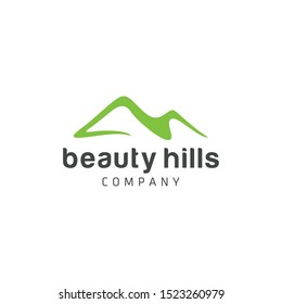 The illustration of Minimalist Landscape Hills Mountain Peaks Vector logo design.