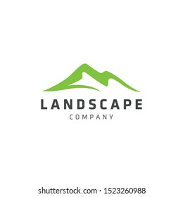 The illustration of Minimalist Landscape Hills Mountain Peaks vintage Vector logo design.