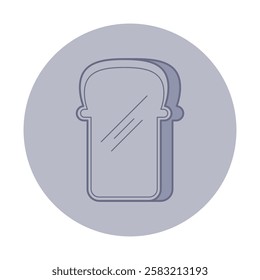 Illustration of minimalist linear design of loaf of bread against a gray circular background. Design ideal for food-related themes