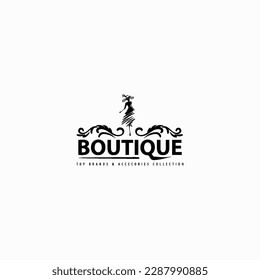 illustration of a minimalist logo design can be used for women's clothing products, symbols, signs, online shop logos, special clothing logos, boutique 