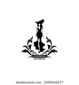 illustration of a minimalist logo design can be used for women's clothing products, symbols, signs, online shop logos, special clothing logos, boutique 