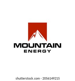 Illustration minimalist mountain sport logo design vector graphic icon sign symbol power energy bike adventure solar downhill top strong hiking nature flash light
