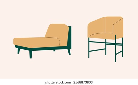 Illustration minimalist thin aesthetic chair with blank background