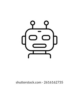 Illustration of minimalistic robot head with two antennae on a white background