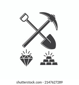 Illustration der Bergbauindustrie, Bergbausymbol, Vektorkunst.