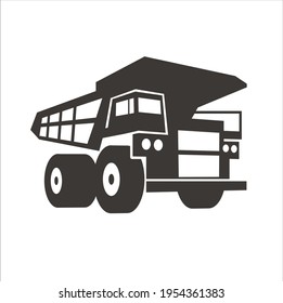 illustration of mining truck, mining truck icon.