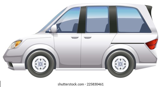 Ilustración de una minivan sobre un fondo blanco 
