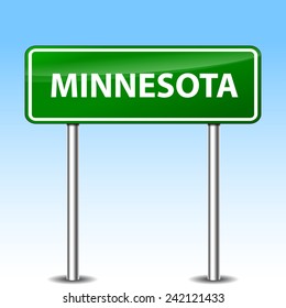 Illustration of minnesota green metal road sign