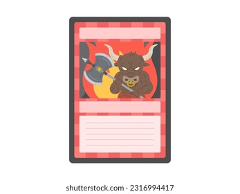 An illustration of a Minotaur creature card for trading cards.