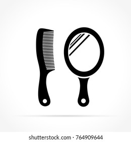 Illustration of mirror and comb icons