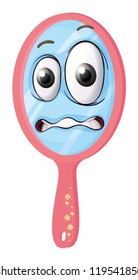 illustration of a mirror with face on a white background