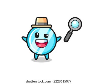 illustration of the mirror mascot as a detective who manages to solve a case , cute style design for t shirt, sticker, logo element