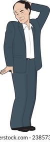 Illustration of a mischievous male businessman