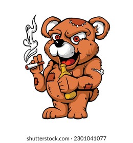 Illustration of mischievous teddy bear