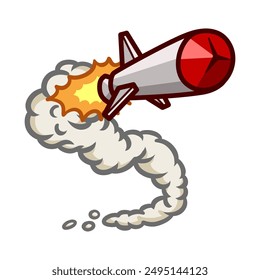 Illustration of a missile launching with fire and smoke
