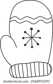 An illustration of a mittens with distinctive hand drawn lines