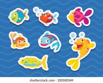 Illustration of mixed fish stickers