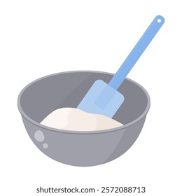 Illustration of mixing flour with a rubber spatula