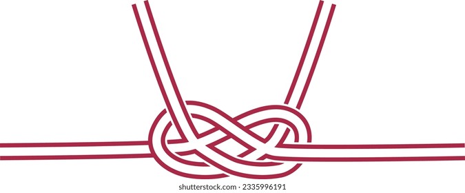 The illustration of a mizuhiki on a celebration envelope.