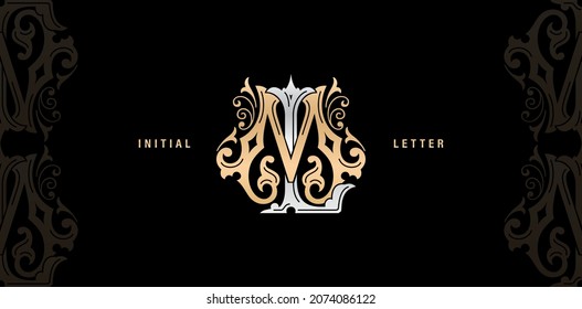 illustration of ML or LM monogram classic style, ML or LM initial Wedding of minimalist model, elegance applicable for invitation, letterpress, jewelry, tattoo, boutique and creative templates.