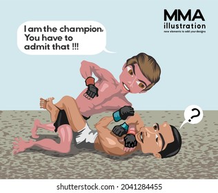 Illustration of MMA players fighting