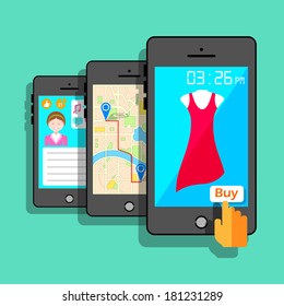 illustration of mobile application concept in flat style