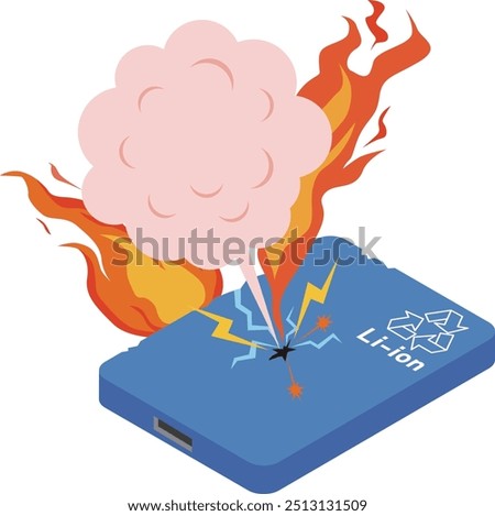 Illustration of a mobile battery fire accident