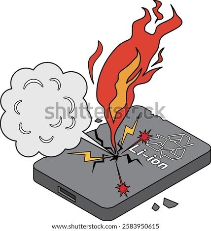 Illustration of a mobile battery fire accident