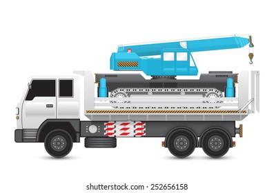 Illustration of mobile crane on heavy truck.