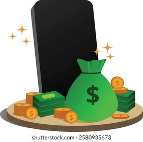 Illustration of mobile, money, coin. Suitable for all financial related post, content and others. Feel free to reach me for custom illustrations, design, UI design related service. 