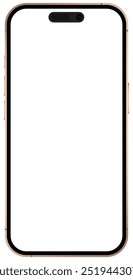 illustration of mobile phone 16 mockup front view isolated transparent. Smartphone or gadget or cellphone cut out screen template.vector eps10