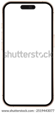 illustration of mobile phone 16 mockup front view isolated transparent. Smartphone or gadget or cellphone cut out screen template.vector eps10