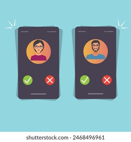Illustration of mobile phone calling man and woman mobile ringing