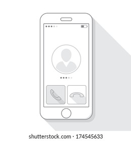 Illustration with a mobile phone conversation. Device and face icon in flat style