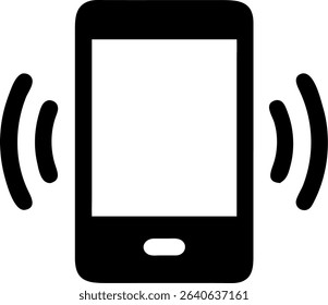 Illustration of a mobile phone displaying a vibration or ringing notification. Suitable for user interface design and related visual communication.