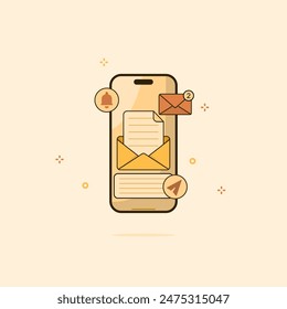 Abbildung eines Mobiltelefons mit einem Nachrichtentypsymbol