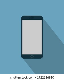 Illustration Of Mobile Phone On Dark Blue Background, Flat Vector Illustration