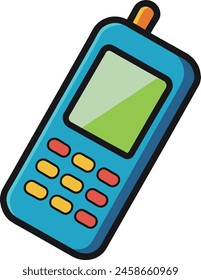 Illustration of a mobile phone on a white background done in cartoon style