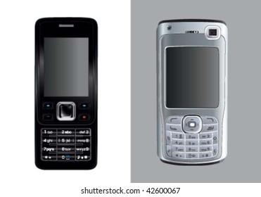 Illustration of a mobile phones on bright and dark background