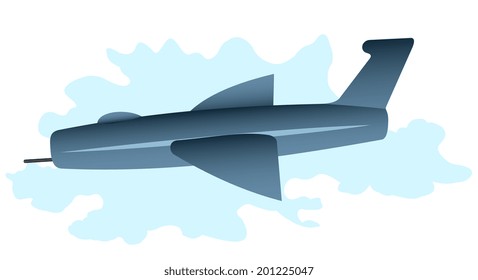 Illustration of a model airplane in the sky