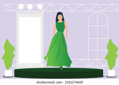 ILUSTRACIÓN DEL MODELO DE LIMPIEZA VERDE CAMINANDO EN LA CAMINATA DE LA CAMINA DE LA PISTA

