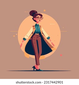 illustration of a model woman with a swirled lab coat